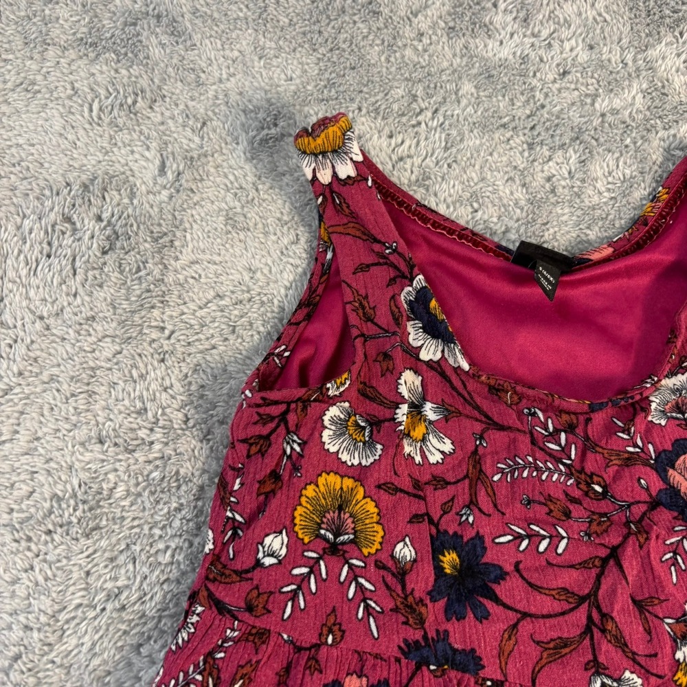 Art Class Girls Magenta Pink Floral Tiered Sleeveless Dress Size S 6 6X Boho - Picture 2 of 4